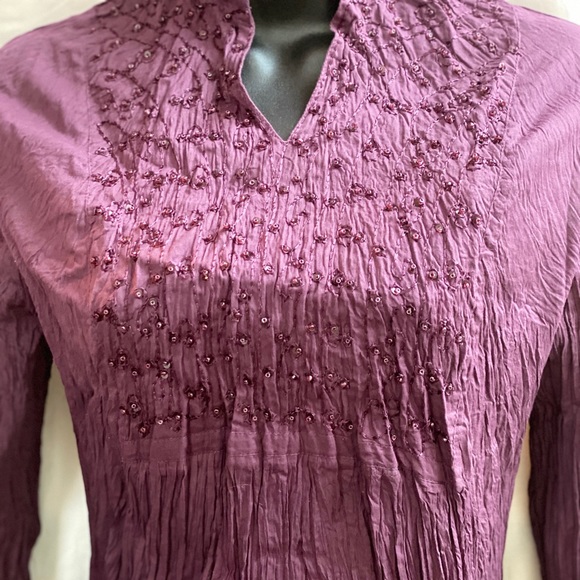 Greater Good Purple Beaded Blouse Sz Small - Picture 4 of 6